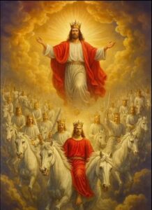 Illustration of Christ’s Second Coming showing both His personal appearing to believers and public return to the world.