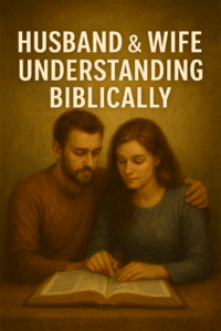 Husband and wife studying the Bible together, symbolizing biblical understanding and unity.