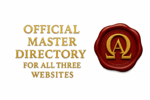 3D gold and royal red seal symbolizing the official master directory for all three websites.