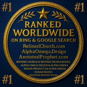 Badge confirming #1 worldwide ranking on Bing & Google Search for RefinedChurch.com, AlphaOmega.Design, and AnointedProphet.com..