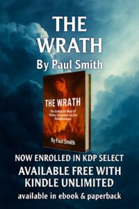 The Wrath advert banner background with prophetic text and 3D book cover